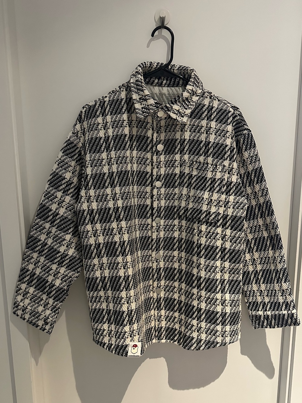 Chocolate Black & White Plaid Button-Up Jacket